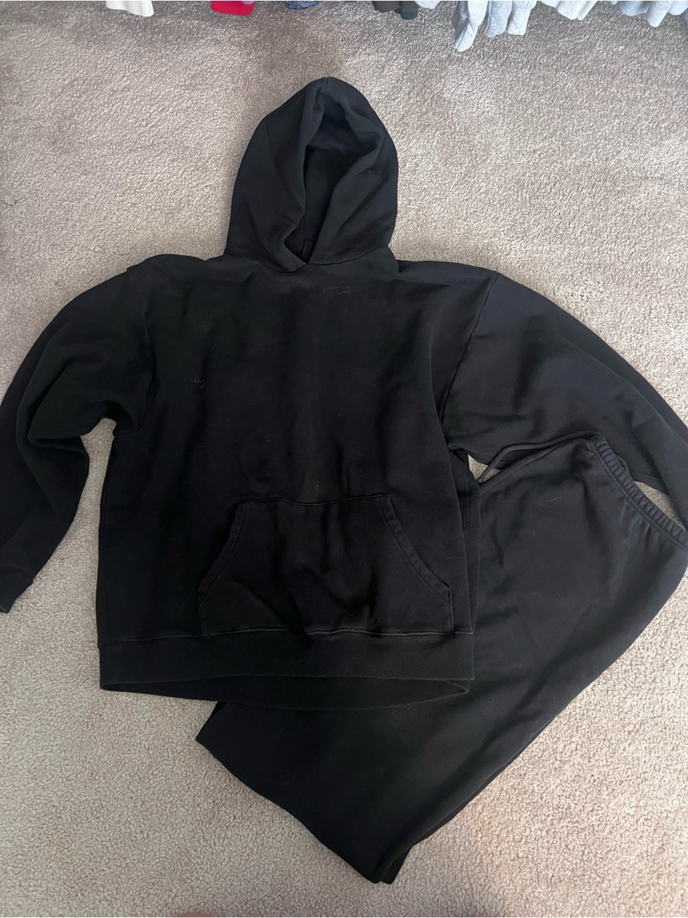 SKIMS Black Women's Cotton Fleece Hoodie & Jogger Set